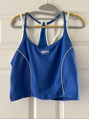 Old Navy Blue and White Racerback Sports Bra